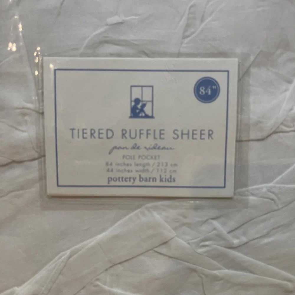 POTTERY BARN KIDS Tiered Ruffle‎ Sheer Panel White Cotton 44